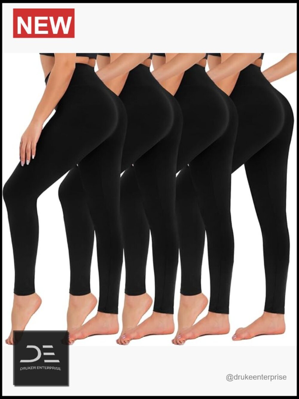 4 Pack High Waisted Tummy Control Yoga Leggings Workout Gym Plus Size